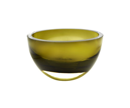 Moss Green Mouth Blown Crystal Thick Walled Bowl