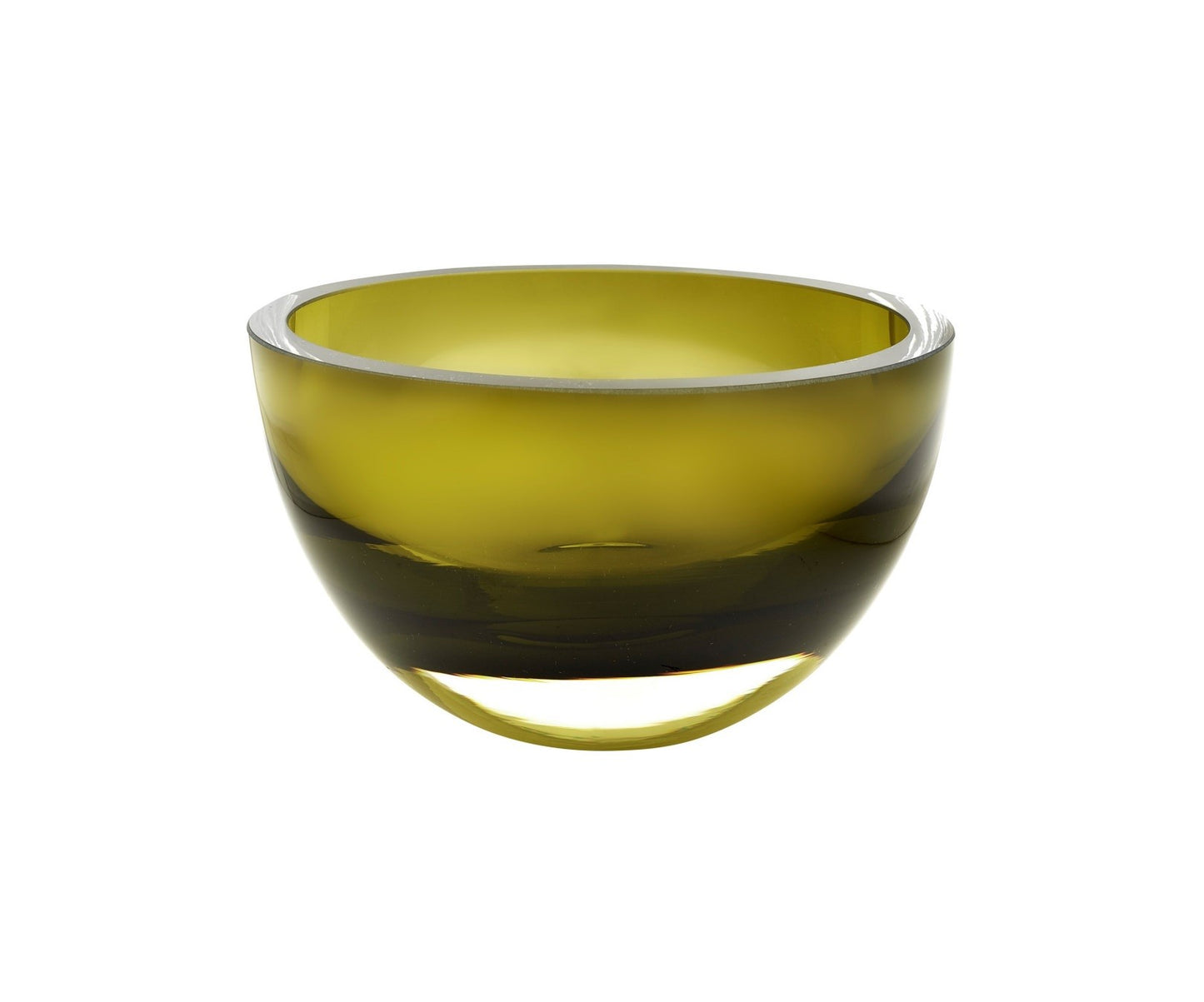 Moss Green Mouth Blown Crystal Thick Walled Bowl