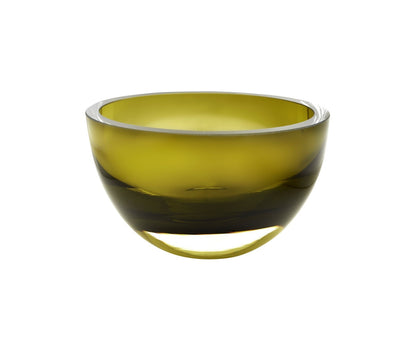 Moss Green Mouth Blown Crystal Thick Walled Bowl