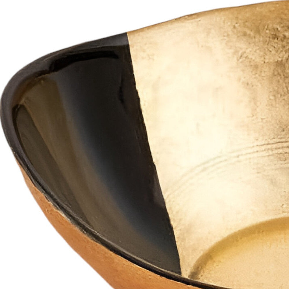 Gold Black And White Oval Glass Bowl