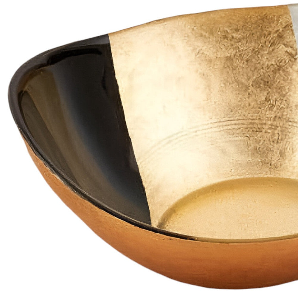 Gold Black And White Oval Glass Bowl