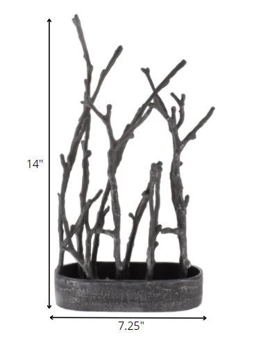 Gray Metal Tree Branches Tabletop Sculpture