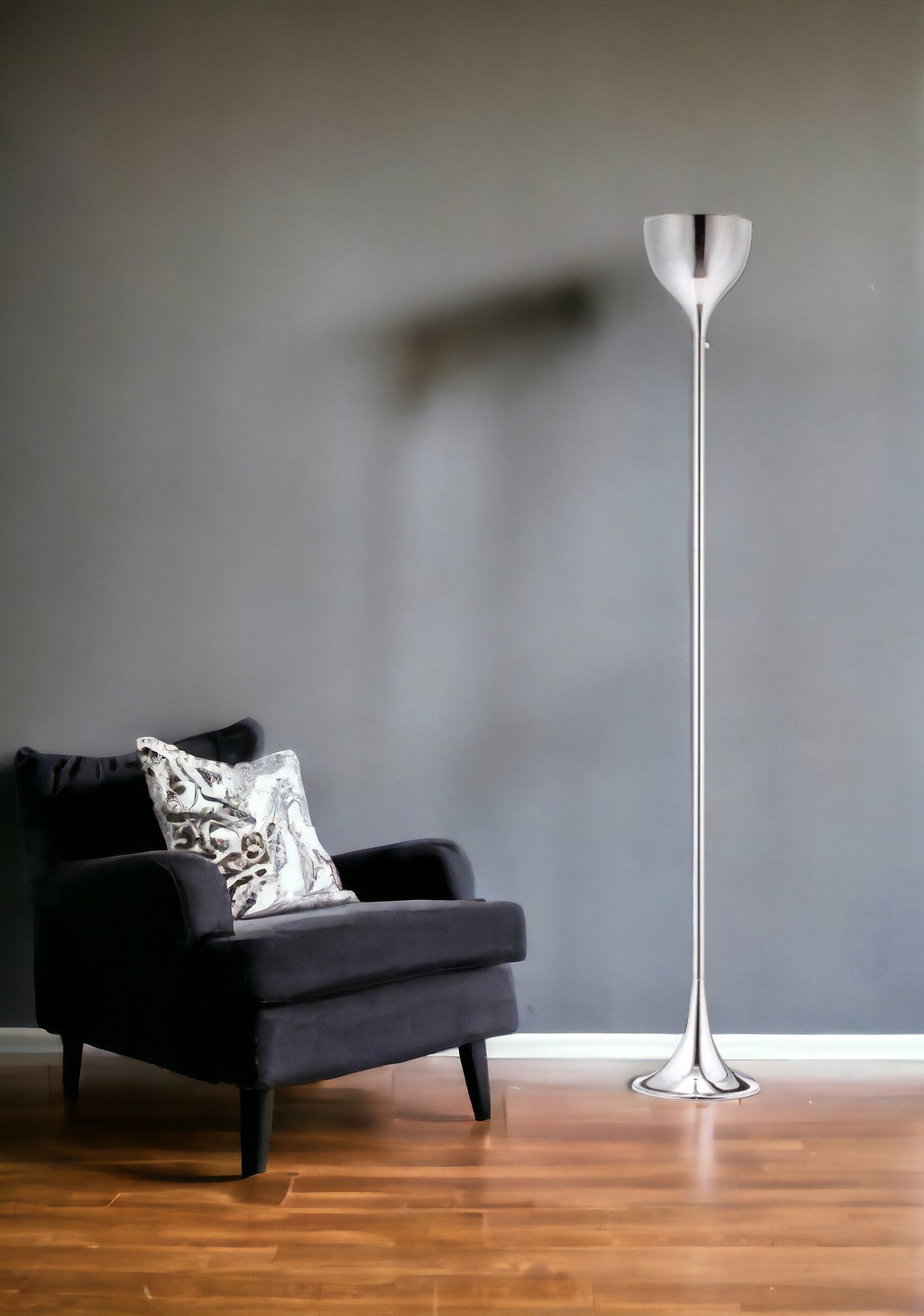 Steel Floor Lamp w/ Silver Steel Shade