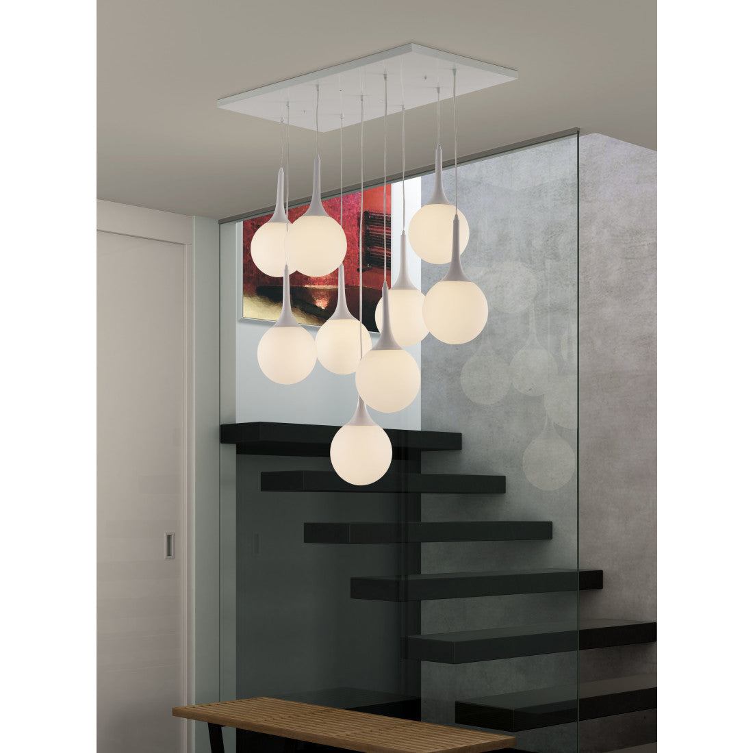 Shaded 9  Light Dimmable Ceiling Light