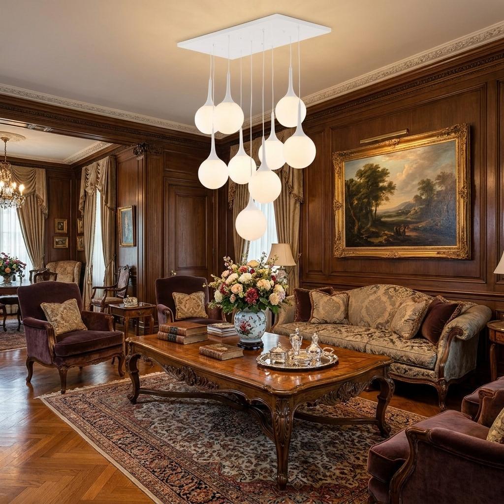 Shaded 9  Light Dimmable Ceiling Light