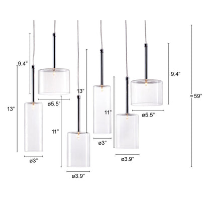 Silver Kitchen Island 6 Light Ceiling Light