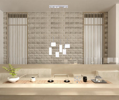 Silver Kitchen Island 6 Light Ceiling Light