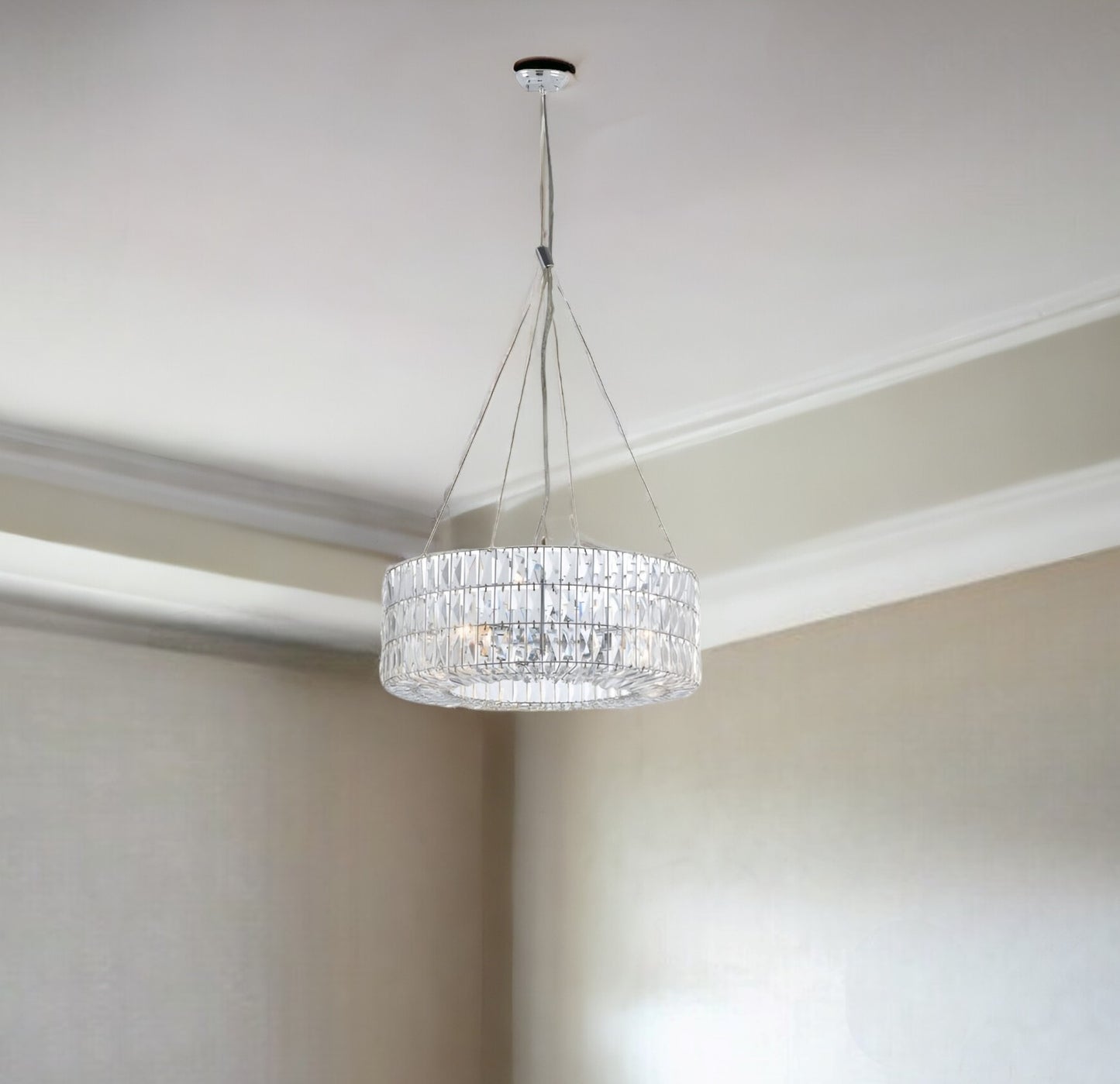 Silver Lantern Chandelier w/ Silver Shades