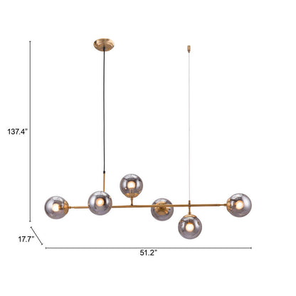 Gold Kitchen Island 6 Light Dimmable Ceiling Light