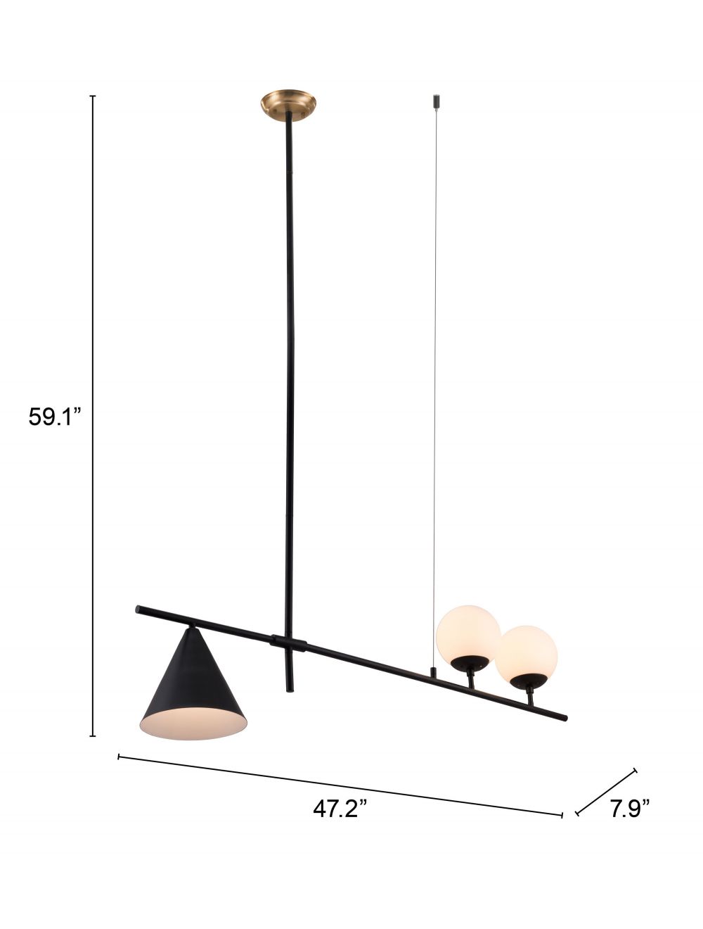 Black Kitchen Island 3 Light Chandelier