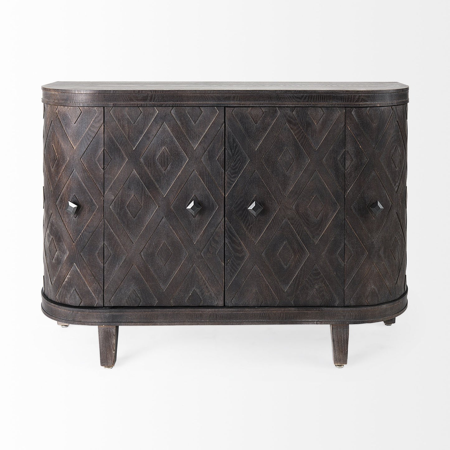 Dark Brown Distressed Solid Wood Sideboard w/ 4 Doors