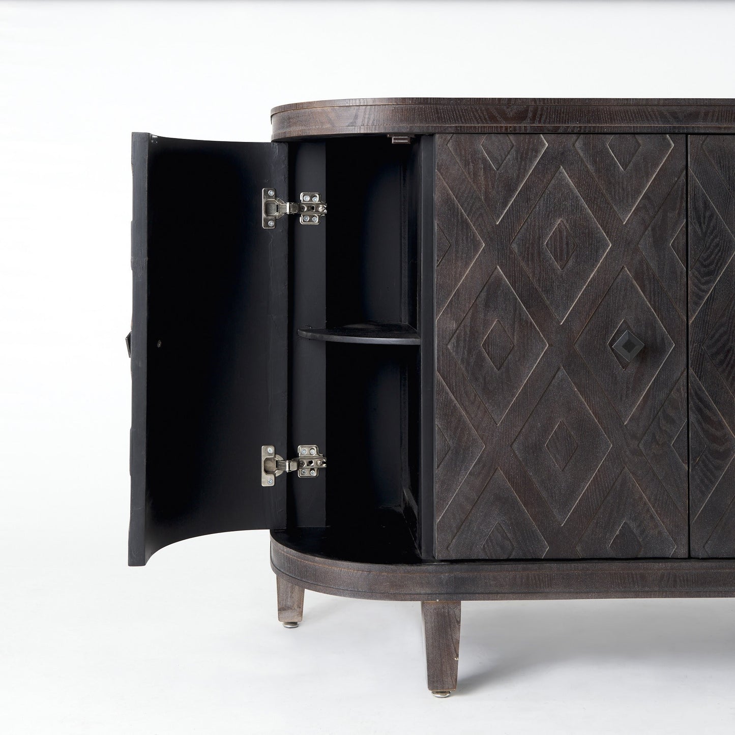 Dark Brown Distressed Solid Wood Sideboard w/ 4 Doors