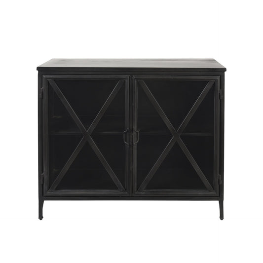 Black Iron Sideboard w/ 2 Glass Doors