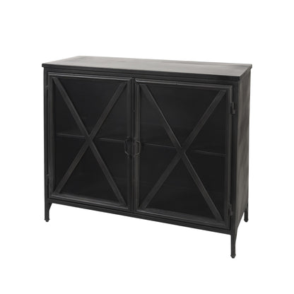 Black Iron Sideboard w/ 2 Glass Doors