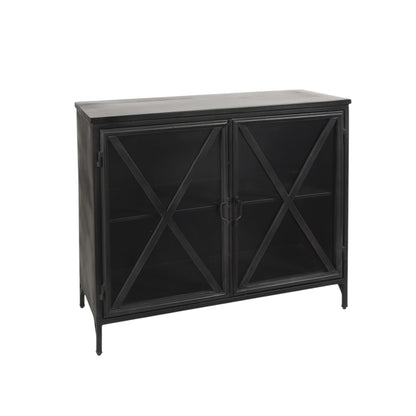 Black Iron Sideboard w/ 2 Glass Doors