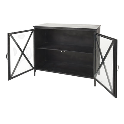 Black Iron Sideboard w/ 2 Glass Doors