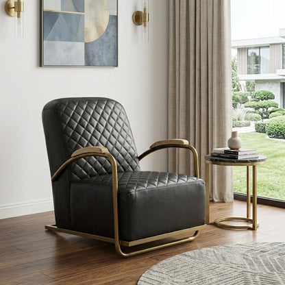 Black & Gold Leather Lounge Chair