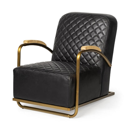 Black & Gold Leather Lounge Chair