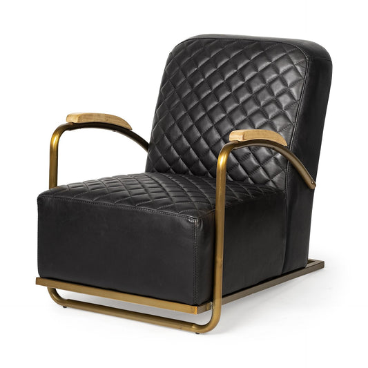 Black & Gold Leather Lounge Chair