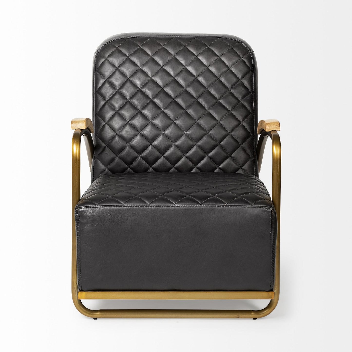 Black & Gold Leather Lounge Chair