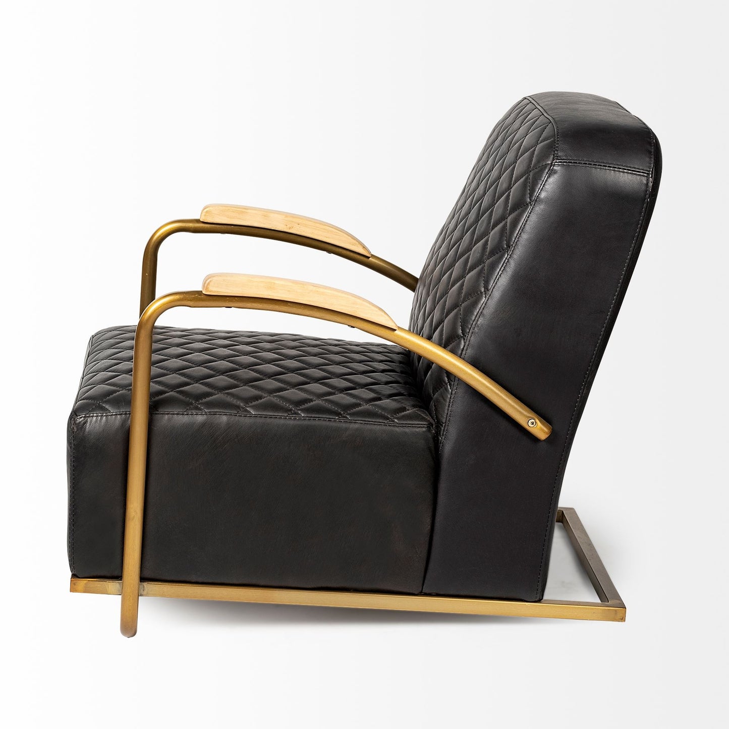 Black & Gold Leather Lounge Chair