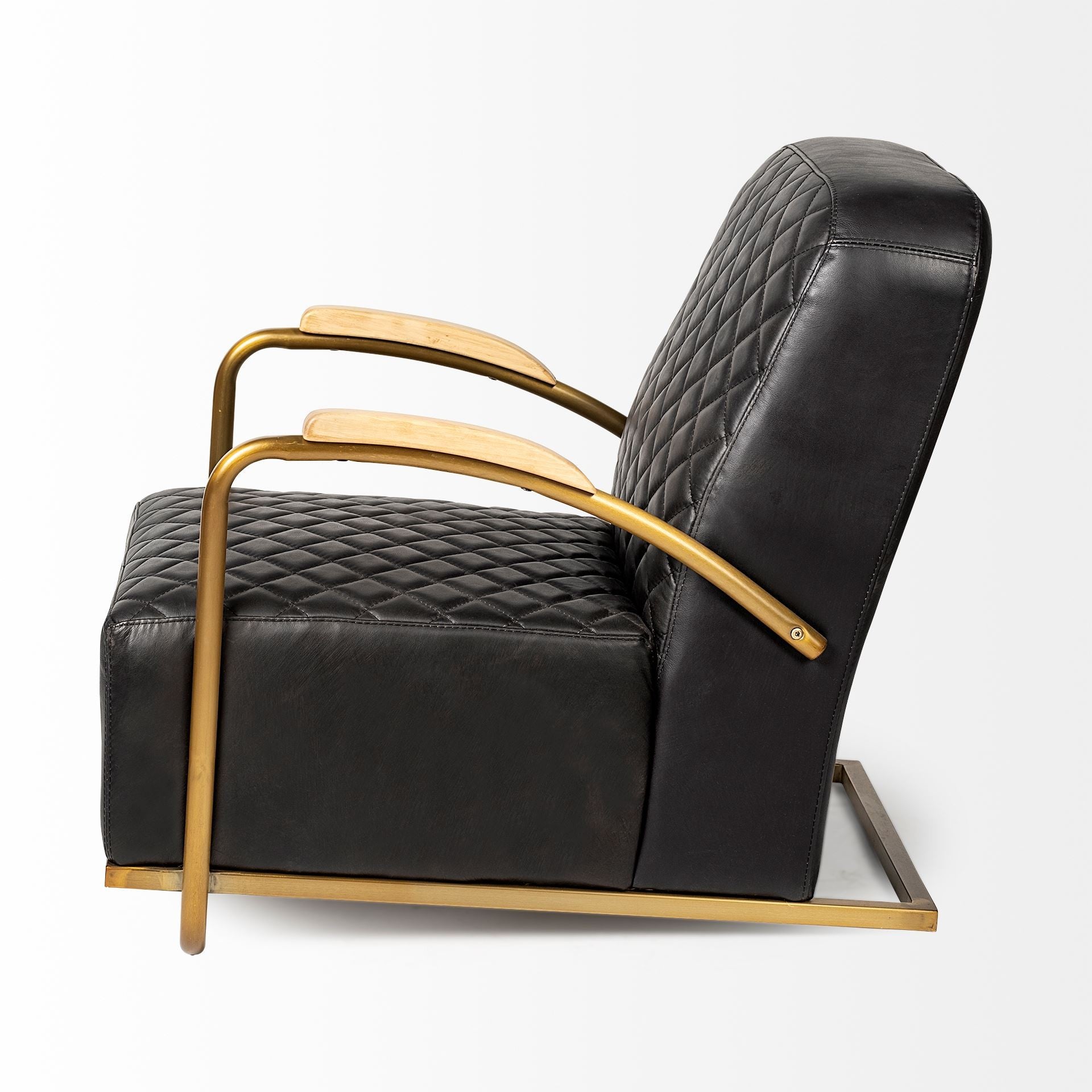 Black & Gold Leather Lounge Chair