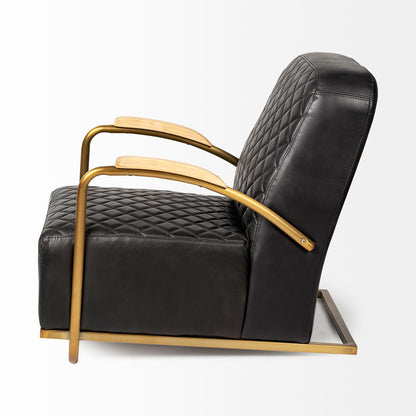 Black & Gold Leather Lounge Chair