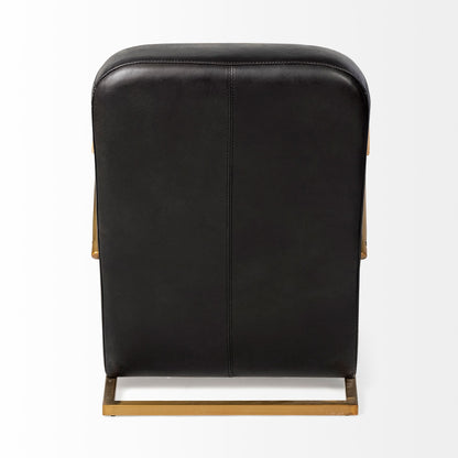 Black & Gold Leather Lounge Chair