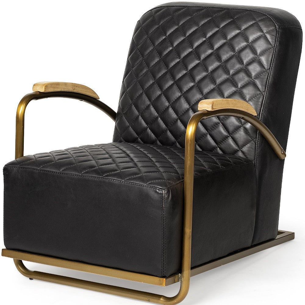 Black & Gold Leather Lounge Chair
