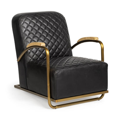 Black & Gold Leather Lounge Chair