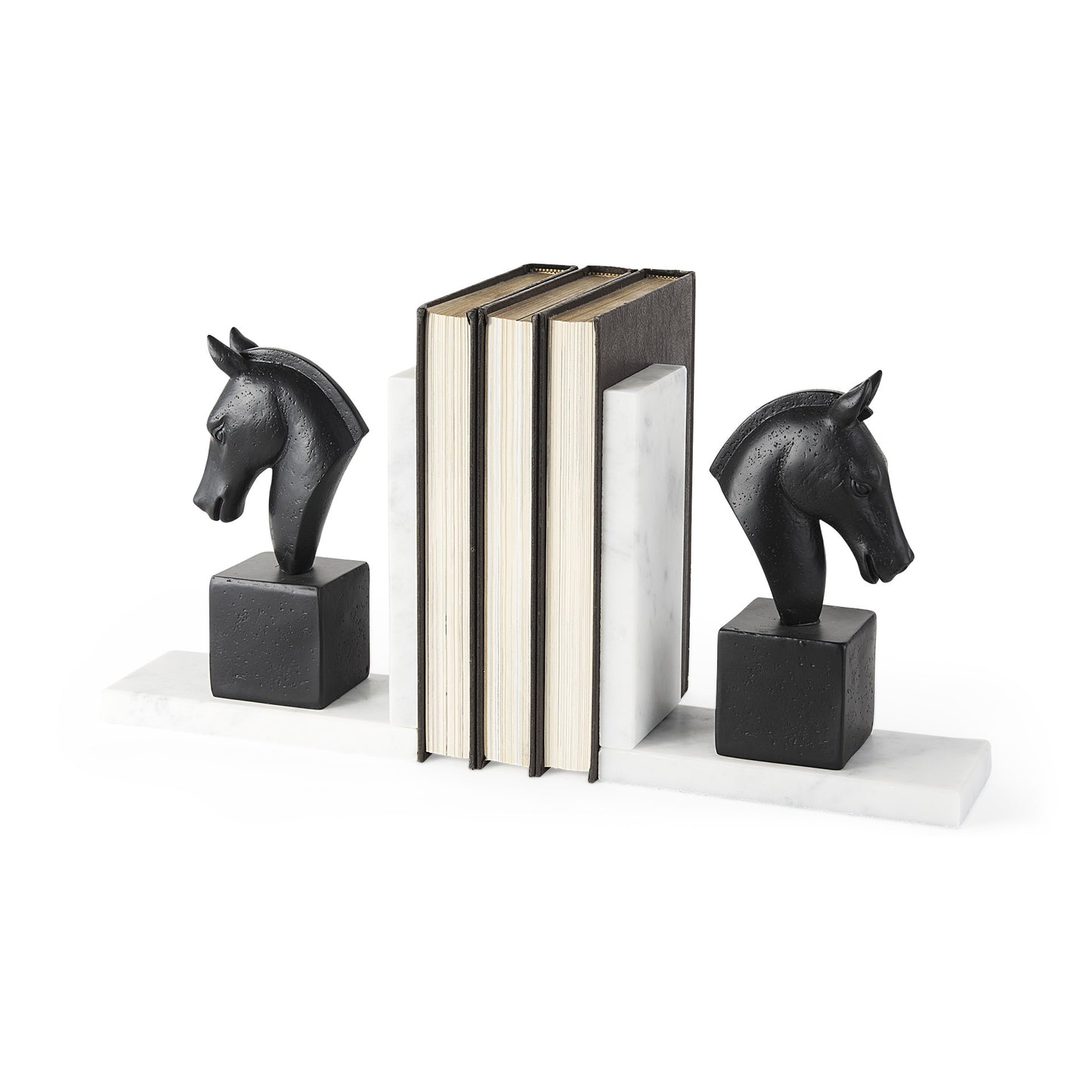 Black Glass Horse Decorative Bookends