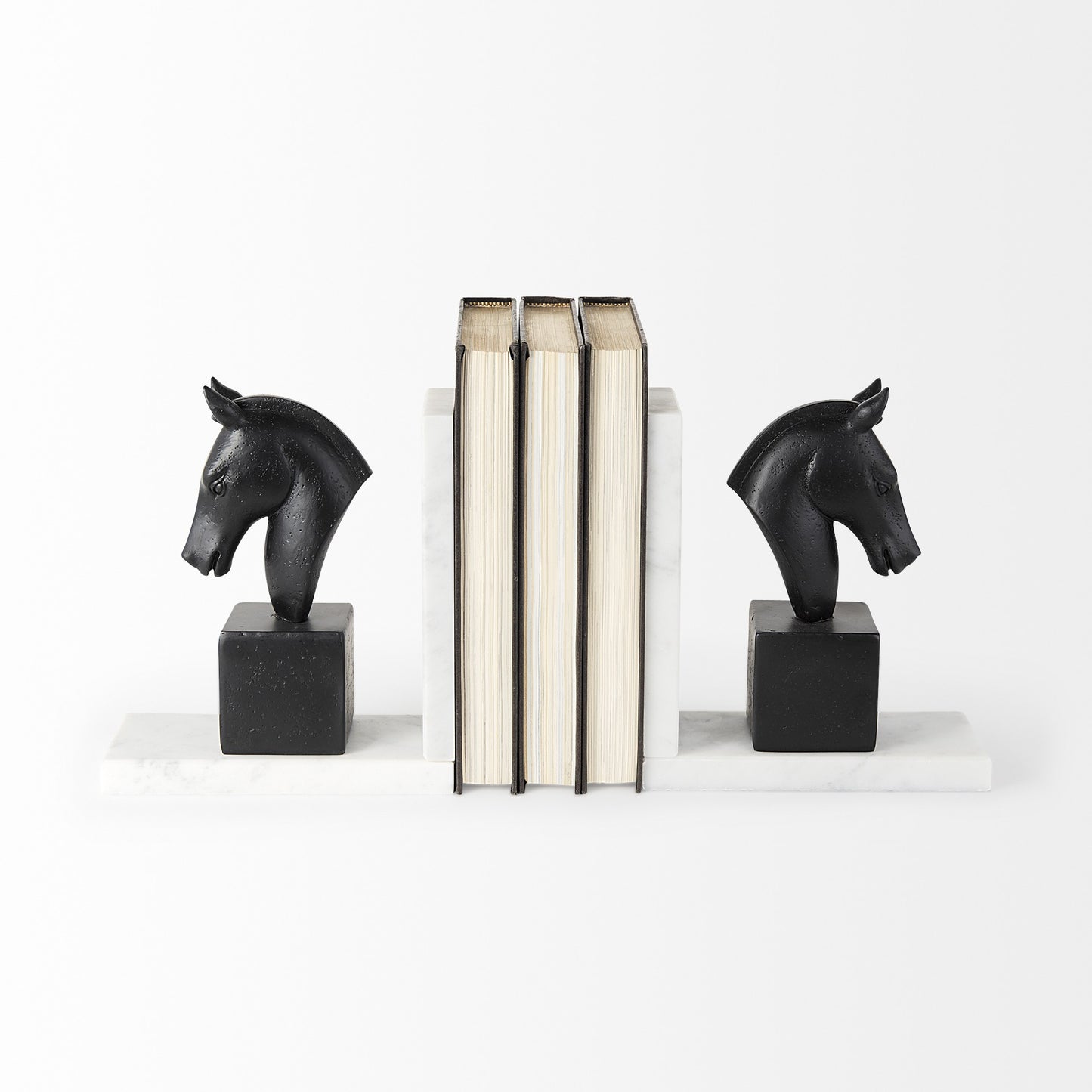 Black Glass Horse Decorative Bookends