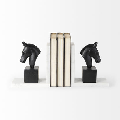 Black Glass Horse Decorative Bookends