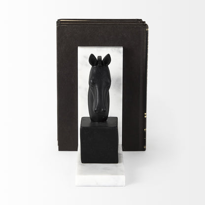 Black Glass Horse Decorative Bookends