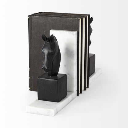 Black Glass Horse Decorative Bookends