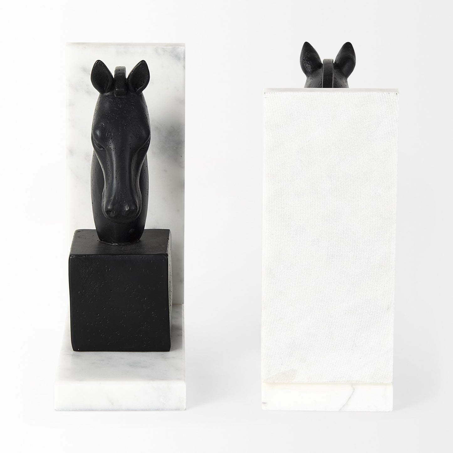 Black Glass Horse Decorative Bookends