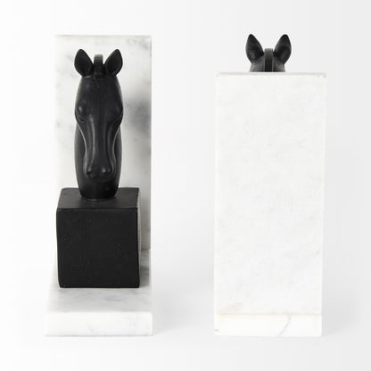 Black Glass Horse Decorative Bookends