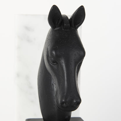 Black Glass Horse Decorative Bookends