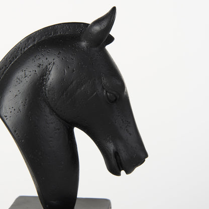 Black Glass Horse Decorative Bookends