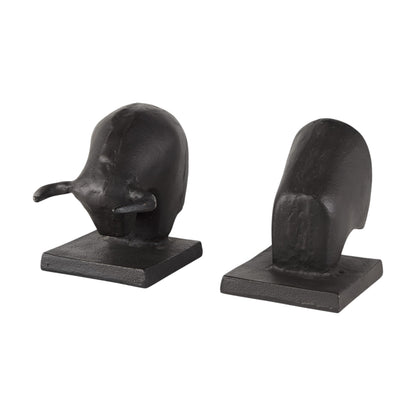 Black Metal Bull Bookends