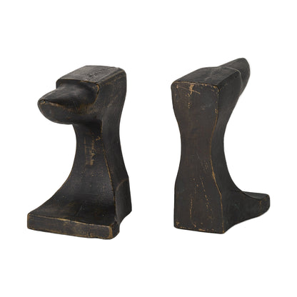 Distressed Black Anvil Bookends