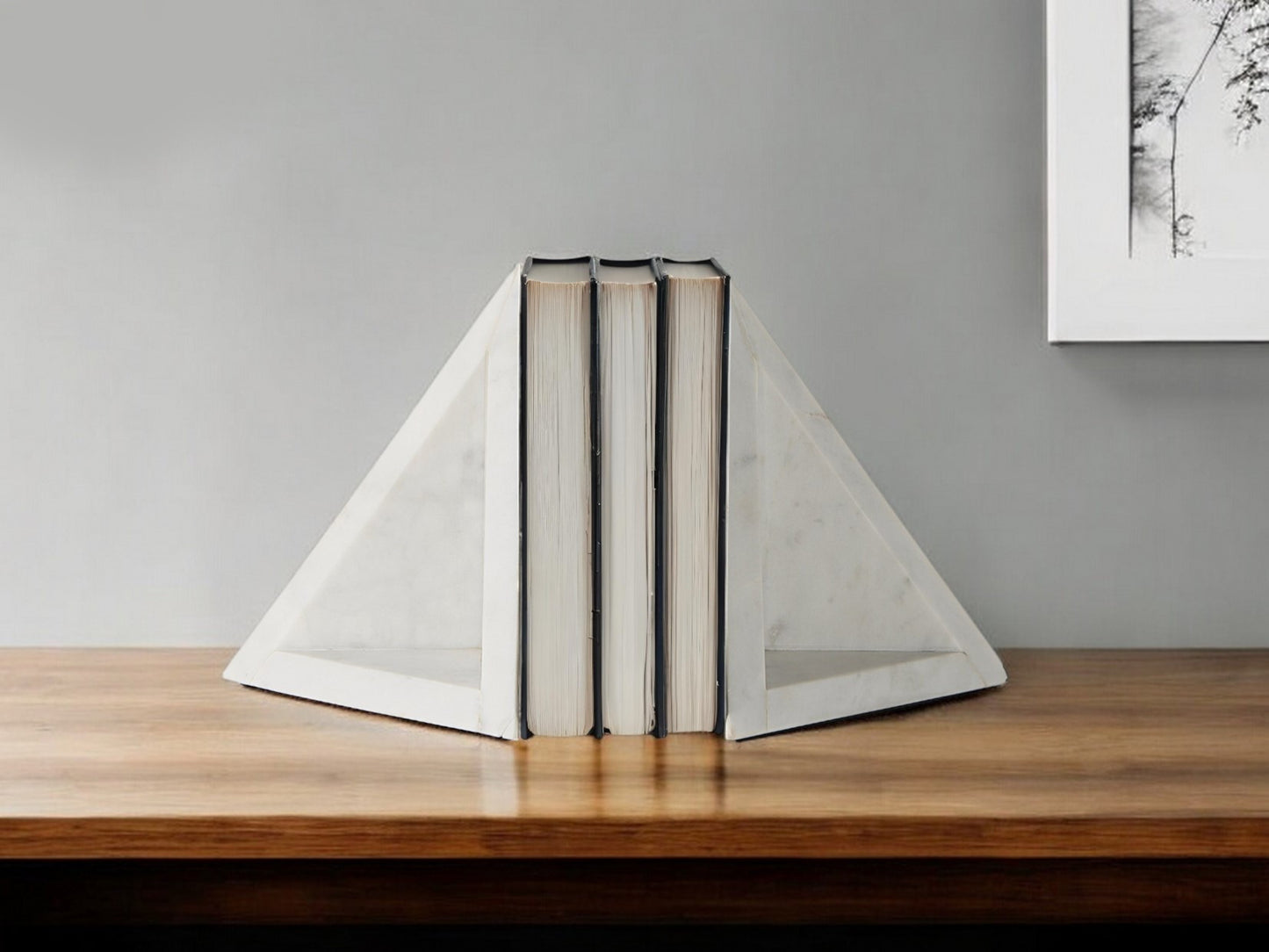 3D Triangle Marble Bookends