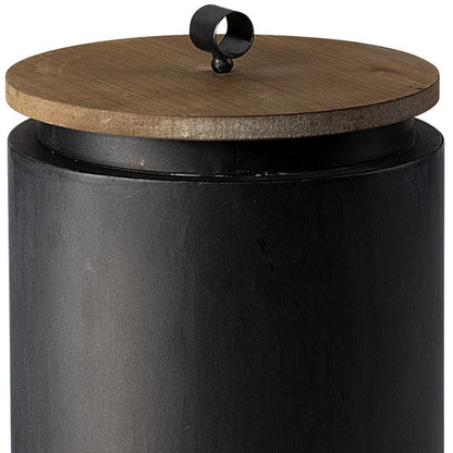Set of Two Dark Gray Metal Decorative Canister