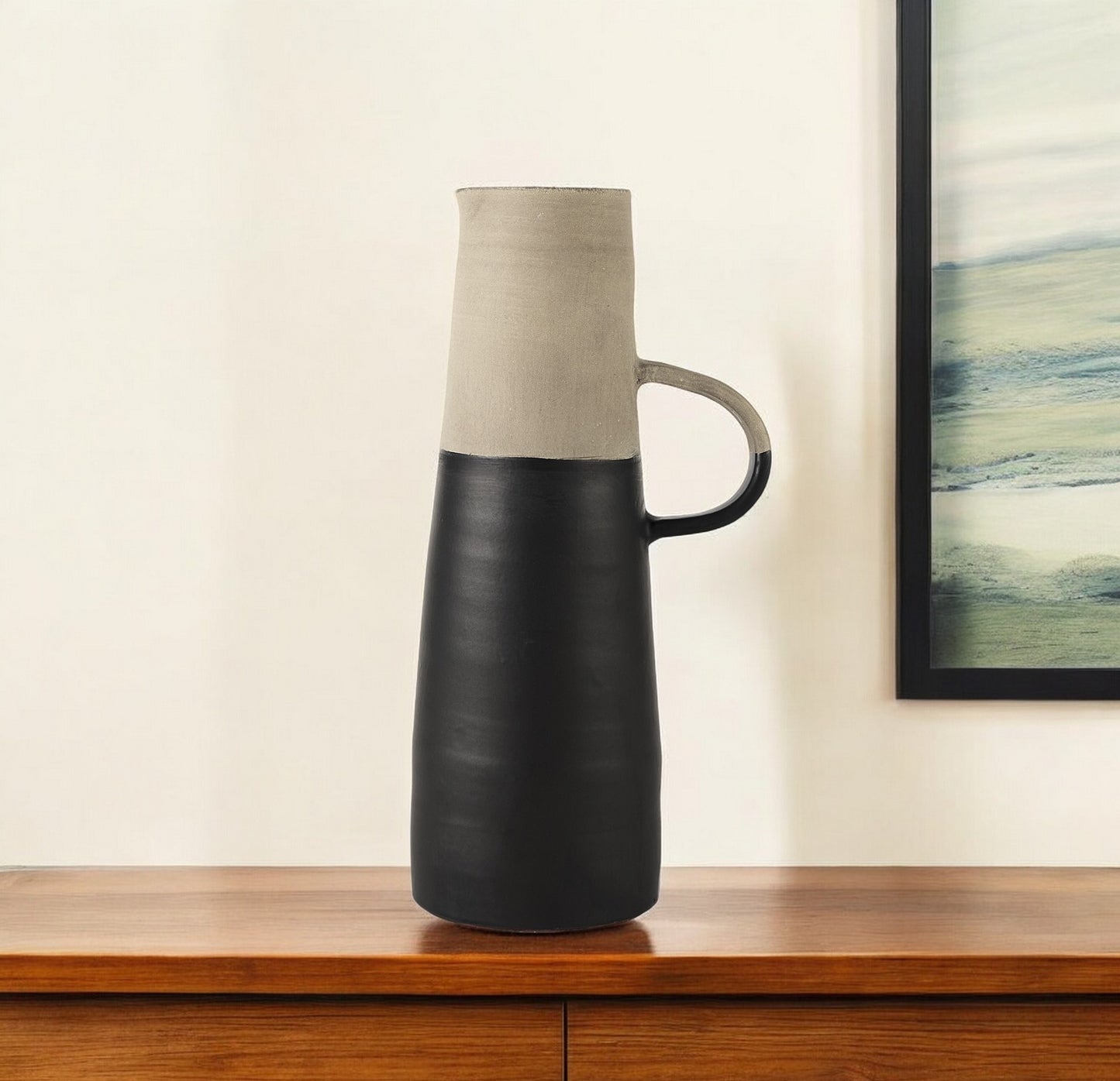 Black Ceramic Decorative Jug