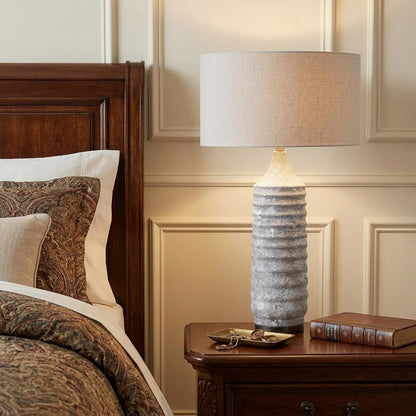 Gray Lamp Base w/ Beige Shade