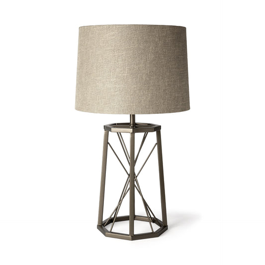 Bronze Lamp Base w/ Beige Shade
