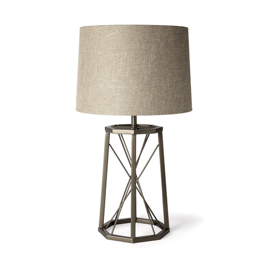 Bronze Lamp Base w/ Beige Shade