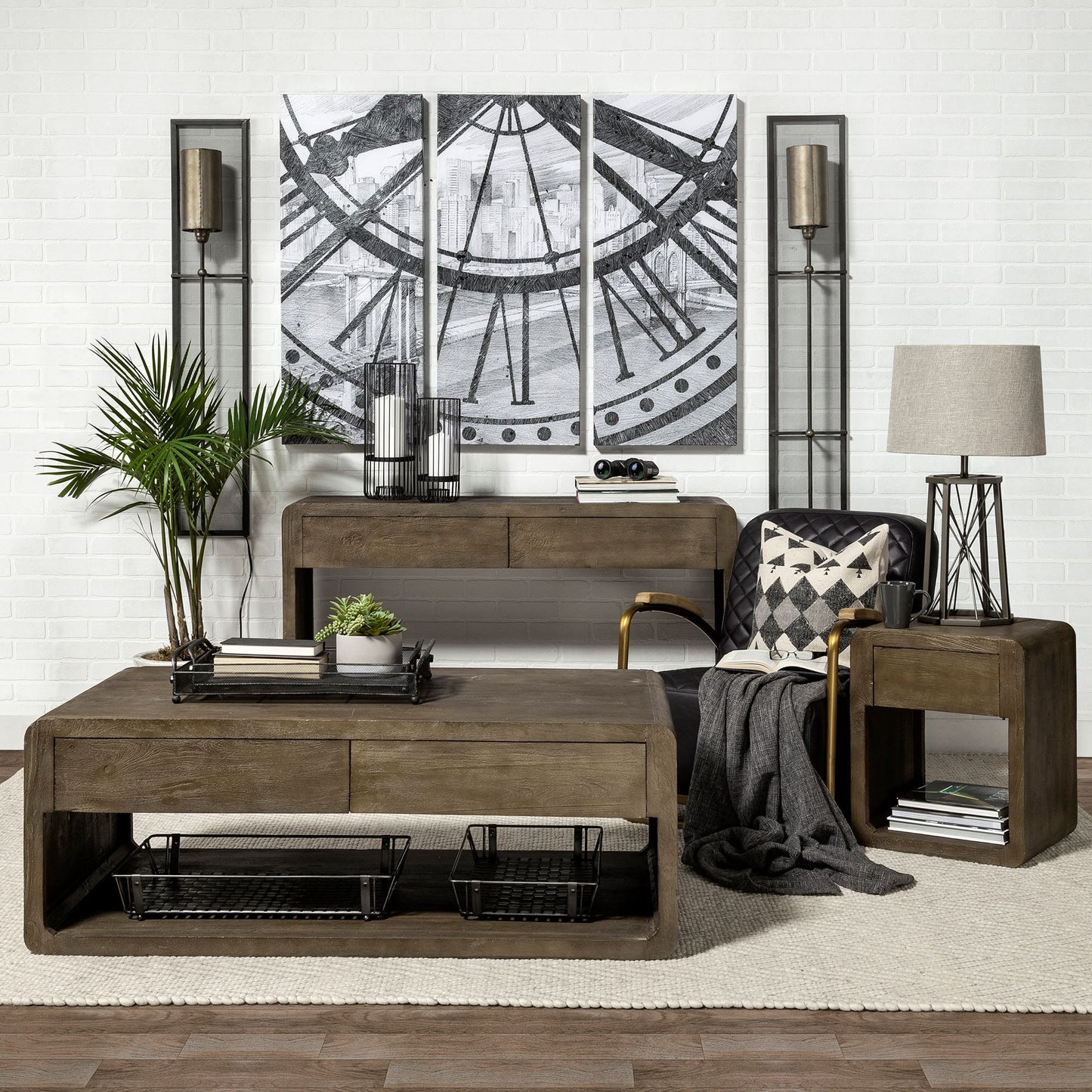 Bronze Lamp Base w/ Beige Shade