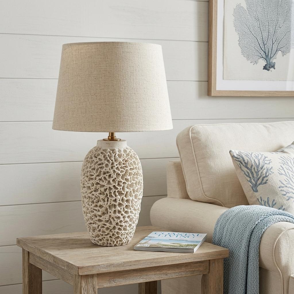 Beige Lamp Base w/ Champagne Shade