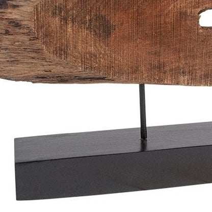 Brown & Black Wood & Metal Tabletop Sculpture